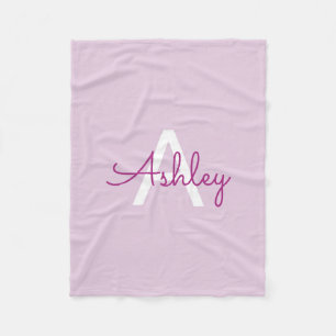 Couverture Polaire Nom de script & monogramme   Magenta & Violet clai