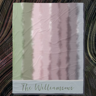 Couverture Polaire Nom de script ombre violet vert gris rayures moder