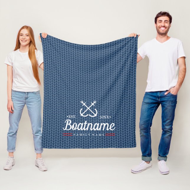 Couverture Polaire Nom du bateau nautique Laine d'hiver Knished Marin (En situation)