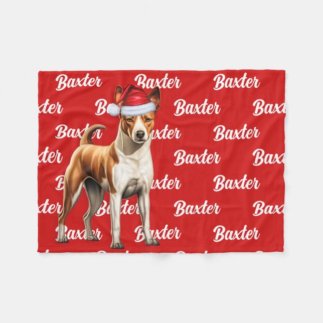 Couverture Polaire Nom du chien Basenji Motif Noël (Devant (Horizontal))