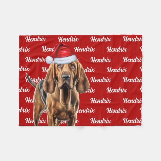 Couverture Polaire Nom du chien de Bloodhound Noël (Devant (Horizontal))