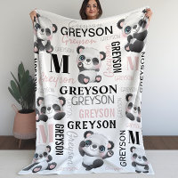 Nom du collage personnalisé Panda Fleece Blanket