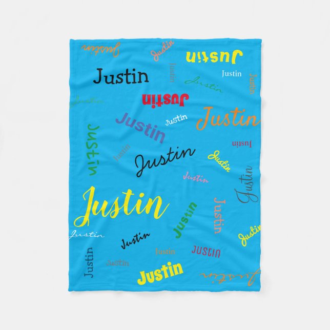 Couverture Polaire Nom du garçon personnalisé Monogramme Coupe bleue (Devant)