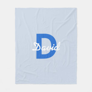 Couverture Polaire Nom et monogramme bleu et blanc