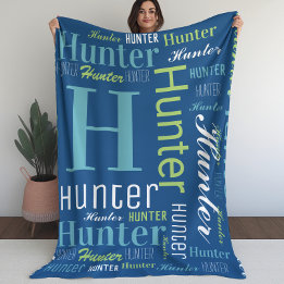 Couverture Polaire Nom et Monogramme Cloud Word Art Blanket pour les 