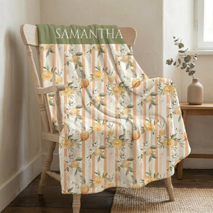 Couverture Polaire Nom Fleur Orange Citron Ruban Pêche