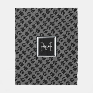 Couverture Polaire Nom gris moderne de monogramme de famille de patte