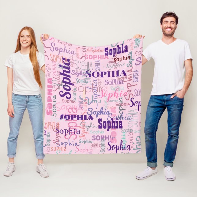 Couverture Polaire Nom moderne Graffiti Pink Names Motif (En situation)