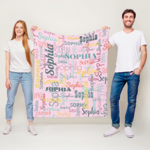 Couverture Polaire Nom moderne Graffiti Pink Noms Motif Typographie