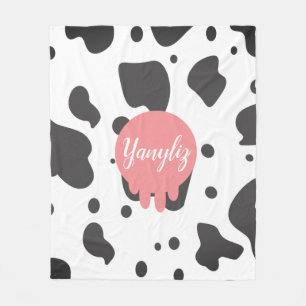 Couverture Polaire Nom monogrammé avec impression de vache cool