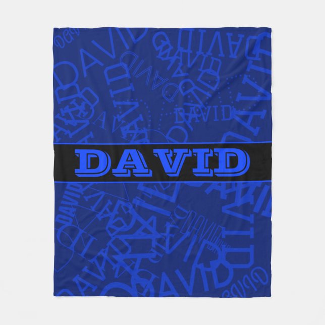 Couverture Polaire Nom monogrammé avec nom collage en bleu marine (Devant)