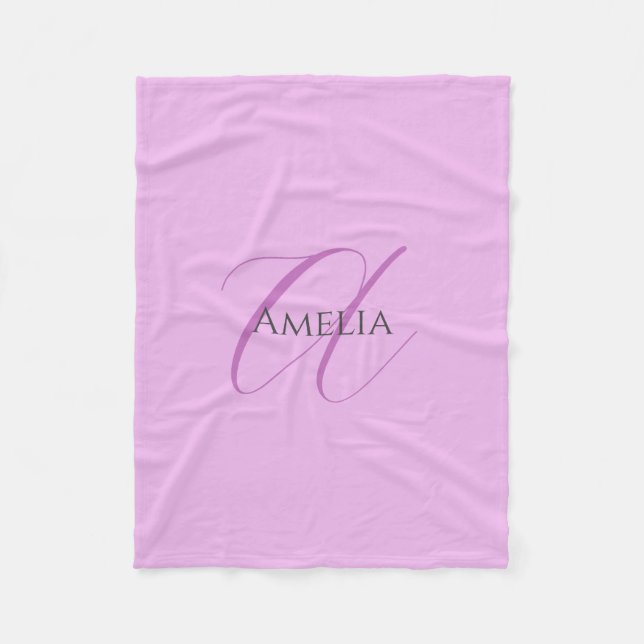 Couverture Polaire Nom Monogramme Lettre initiale Orchid & Lilac (Devant)