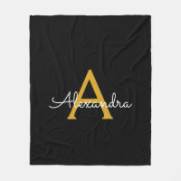 Nom Monogramme Moderne Script Féminin Or Noir