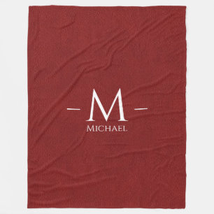 Couverture Polaire Nom Monogramme Personnalisé Grande Taille Cuir Rou