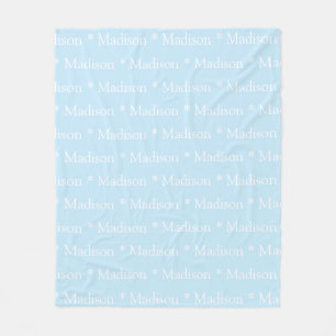 Couverture Polaire Nom personnalisable, texte, bleu clair blanc