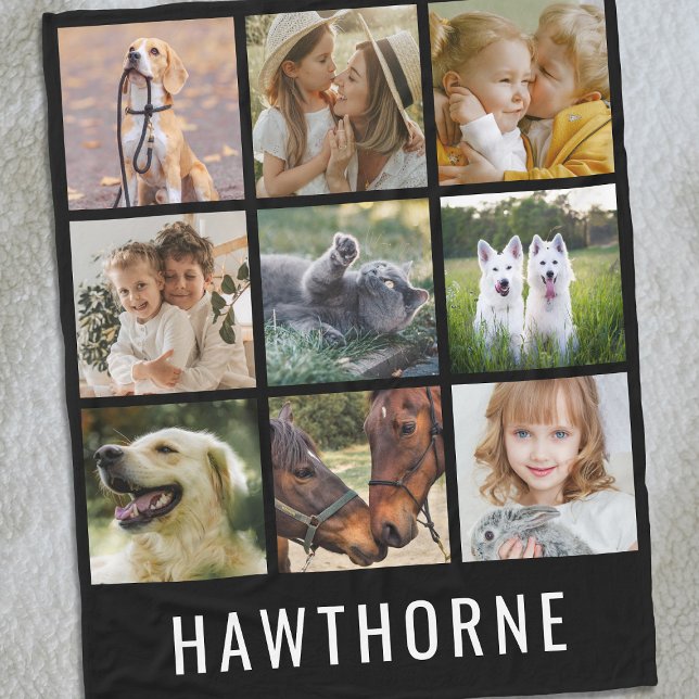 Couverture Polaire Nom personnalisé 9 Collage photo (Créateur téléchargé)