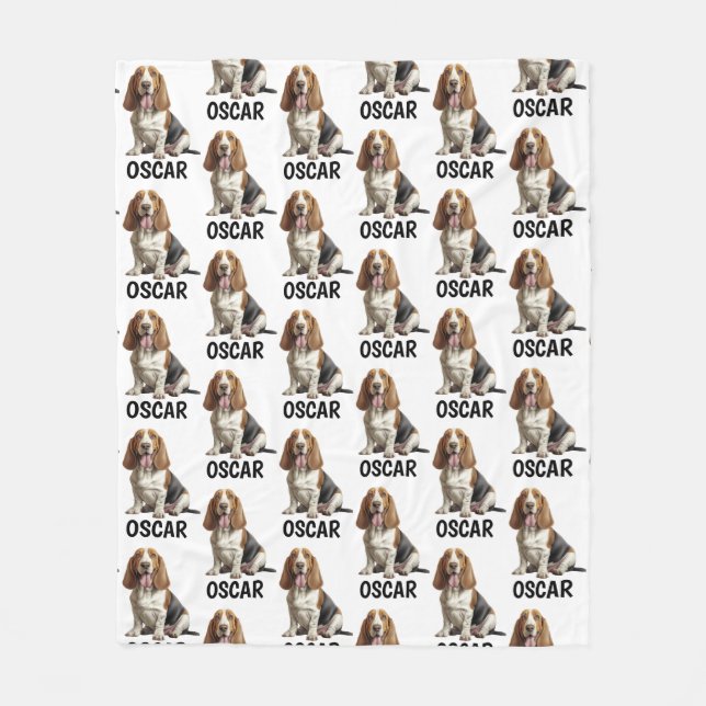 Couverture Polaire Nom personnalisé Basset Hound (Devant)