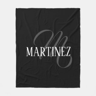 Couverture Polaire Nom Personnalisé Black Elegant   Nom