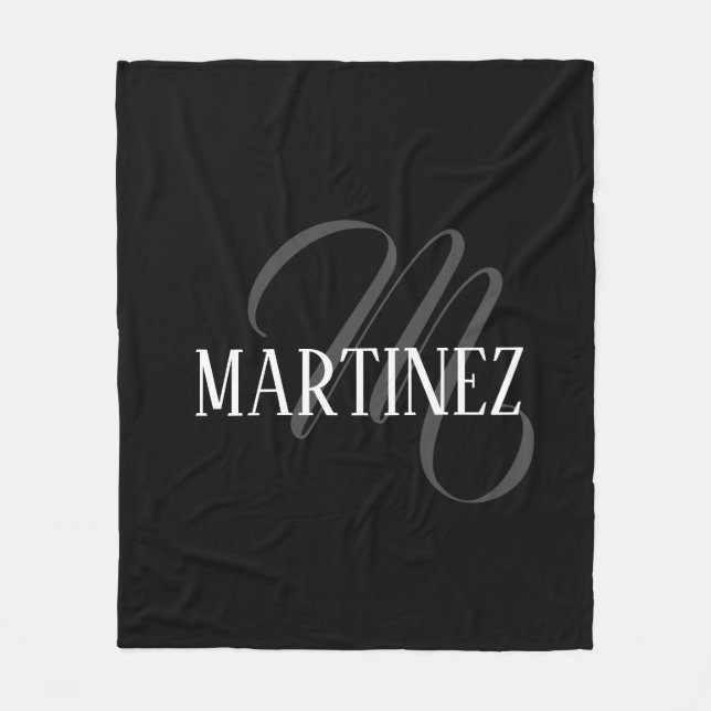 Couverture Polaire Nom Personnalisé Black Elegant | Nom (Devant)