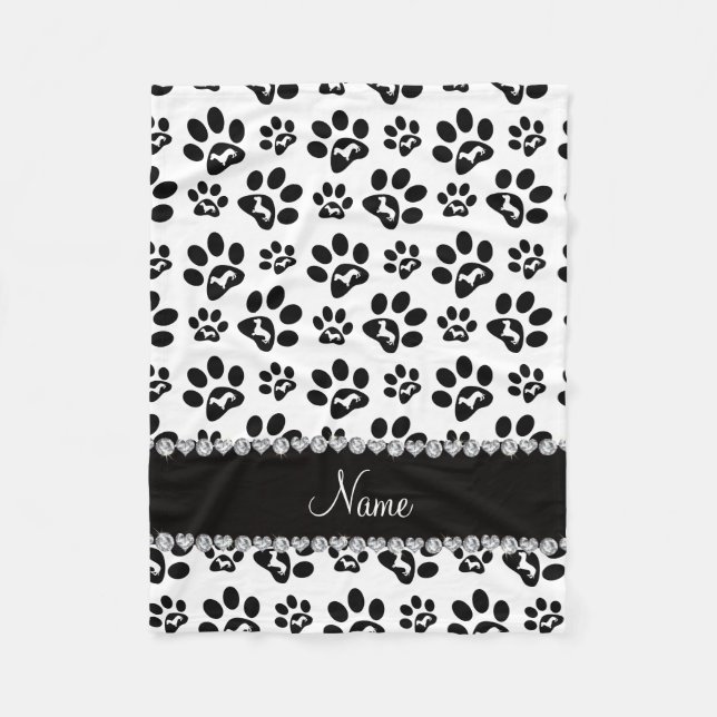 Couverture Polaire Nom personnalisé blanc dachshunds pattes de chien (Devant)