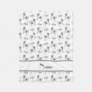 Couverture Polaire Nom personnalisé blanc Norvégien Elkhound chiens