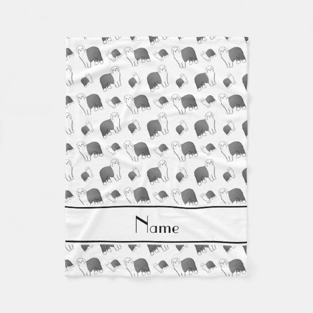 Couverture Polaire Nom personnalisé blanc Vieux anglais Chiens de chi (Devant)