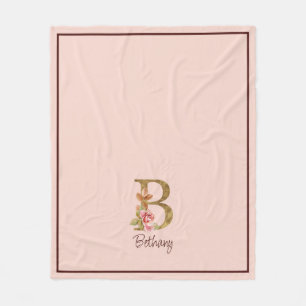 Couverture Polaire Nom personnalisé Blush rose doré lettre B
