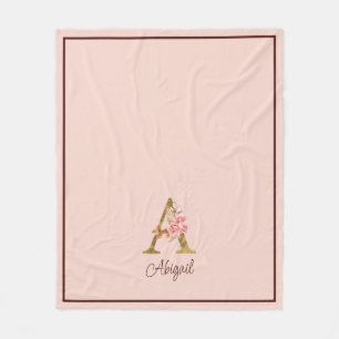 Couverture Polaire Nom personnalisé Blush Rose Gold Foncé Lettre A