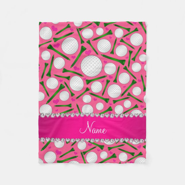 Couverture Polaire Nom personnalisé boules de golf rose coeur tee - s (Devant)
