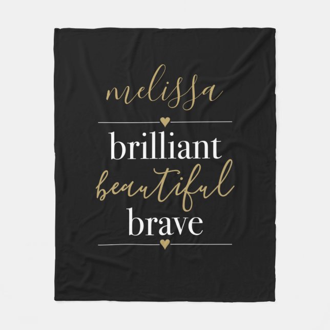 Couverture Polaire Nom personnalisé Brillant Belle Brave (Devant)