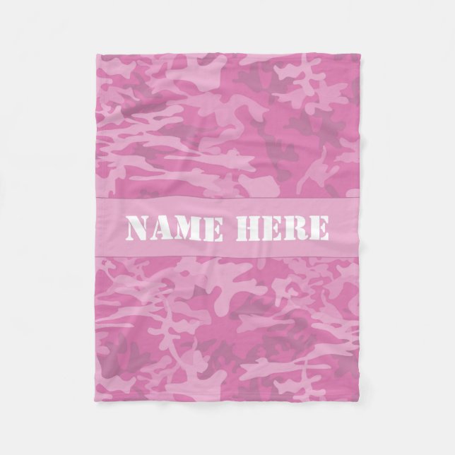 Couverture Polaire Nom personnalisé Camo Motif rose clair Lancer la c (Devant)