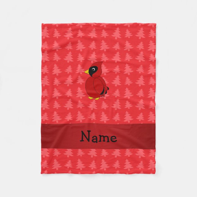 Couverture Polaire Nom personnalisé cardinal rouge noël arbres (Devant)