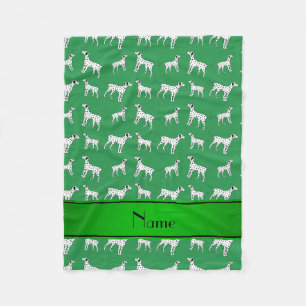 Couverture Polaire Nom personnalisé Chiens dalmatiens verts