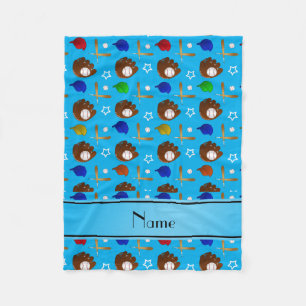 Couverture Polaire Nom personnalisé ciel bleu gant de baseball casque