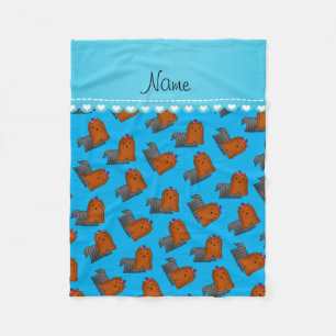 Couverture Polaire Nom personnalisé ciel bleu yorkshire terriers