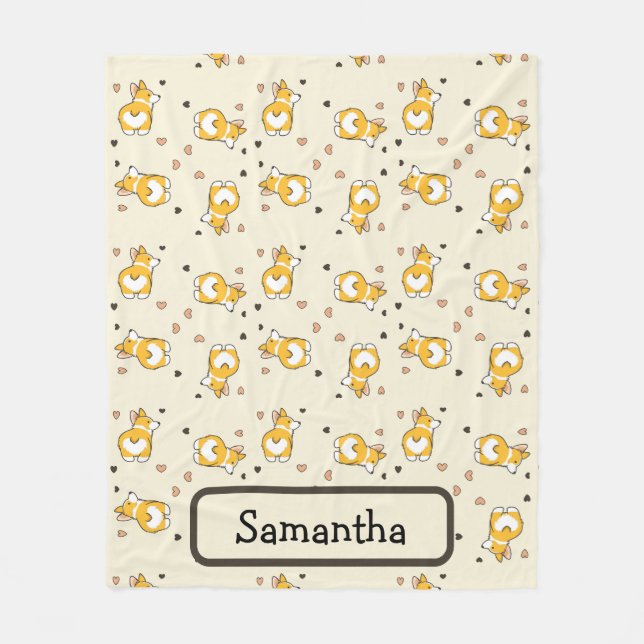 Couverture Polaire Nom personnalisé corgi brun chien amour motif (Devant)