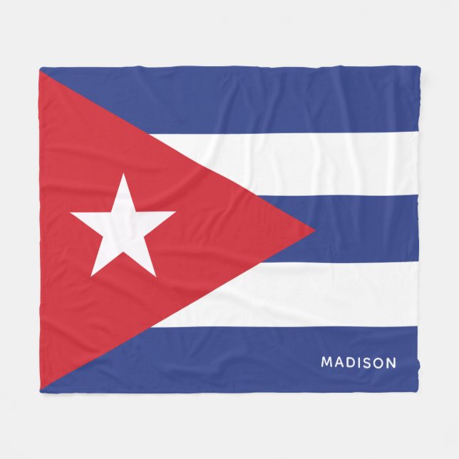 Couverture Polaire Nom personnalisé Cuba Drapeau (Devant (Horizontal))