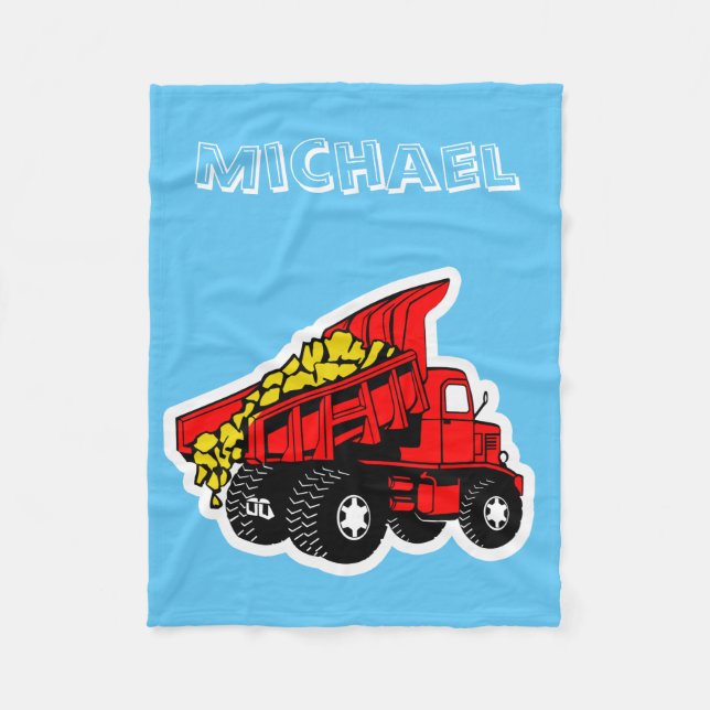 Couverture Polaire Nom personnalisé de garçons des camions | (Devant)