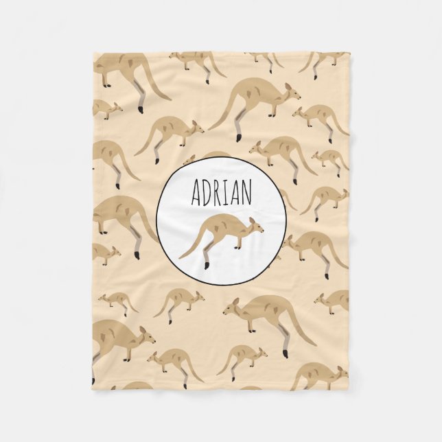 Couverture Polaire Nom personnalisé du Motif Kangaroo australien (Devant)