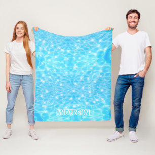 Couverture Polaire Nom personnalisé eau ondulée texture moderne chic