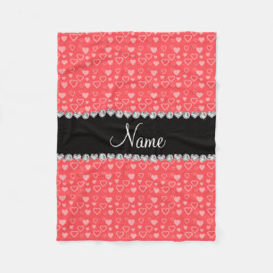 Couverture Polaire Nom personnalisé feu coeur rouge bande noire