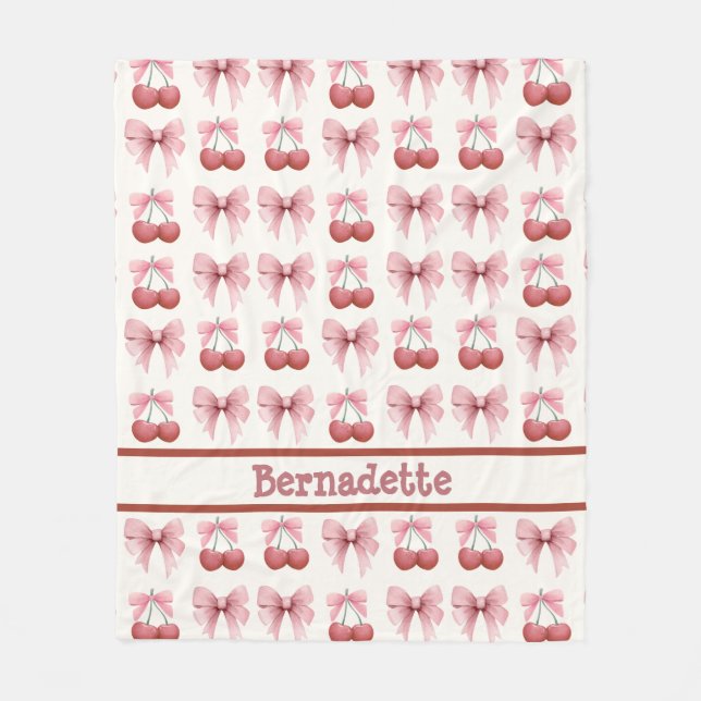 Couverture Polaire Nom personnalisé Filles roses et cerises Coquette  (Devant)