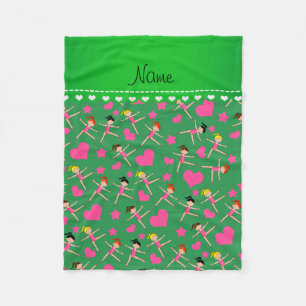Couverture Polaire Nom personnalisé Green girl gymnaste coeur stars