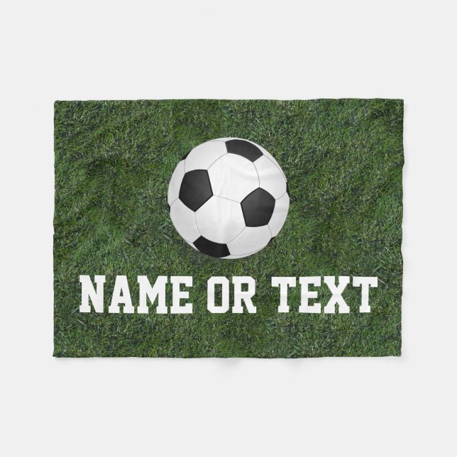 Couverture Polaire Nom personnalisé Green Grass Soccer Garçons (Devant (Horizontal))