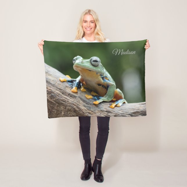 Couverture Polaire Nom personnalisé Grenouille Blanche polaire (En situation)