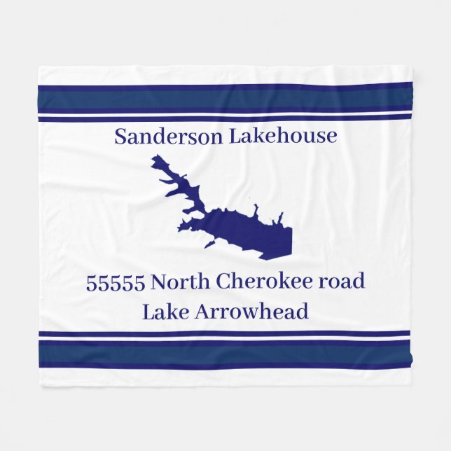 Couverture Polaire Nom personnalisé Lac Arrowhead Carte Marine Bleu (Devant (Horizontal))