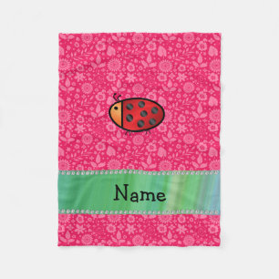 Couverture Polaire Nom personnalisé ladybug rose motif floral