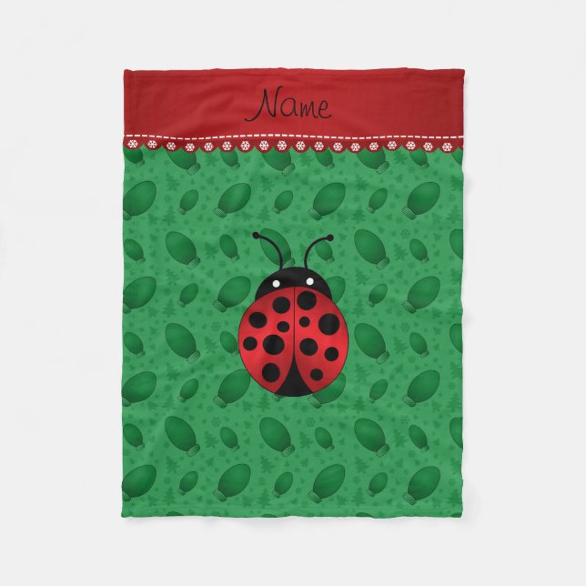 Couverture Polaire Nom personnalisé ladybug vert feu arbres (Devant)