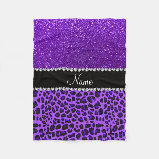 Couverture Polaire Nom personnalisé leopard violet indigo violet part (Devant)