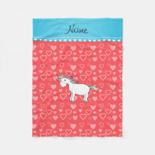 Couverture Polaire Nom personnalisé licorne coeur rouge